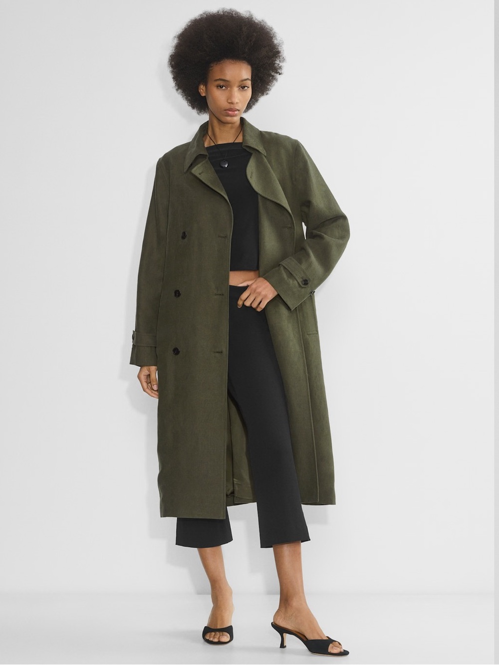 Aritzia Wilfred Labyrinth Trench Coat in Dark Olive NWT